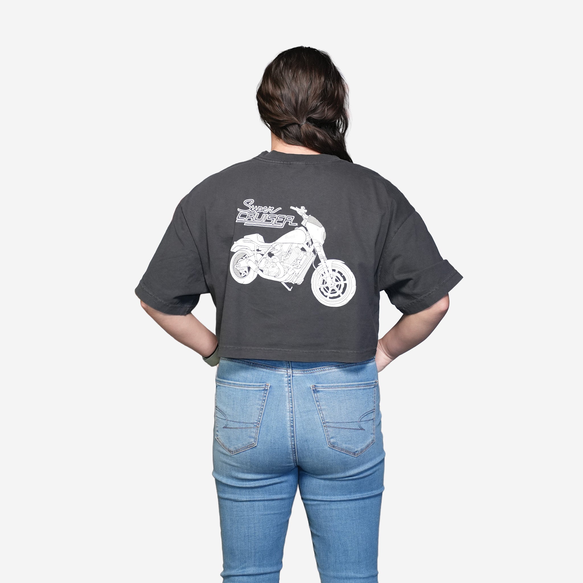 Women's Crop Super Cruiser Tee (Washed Black)