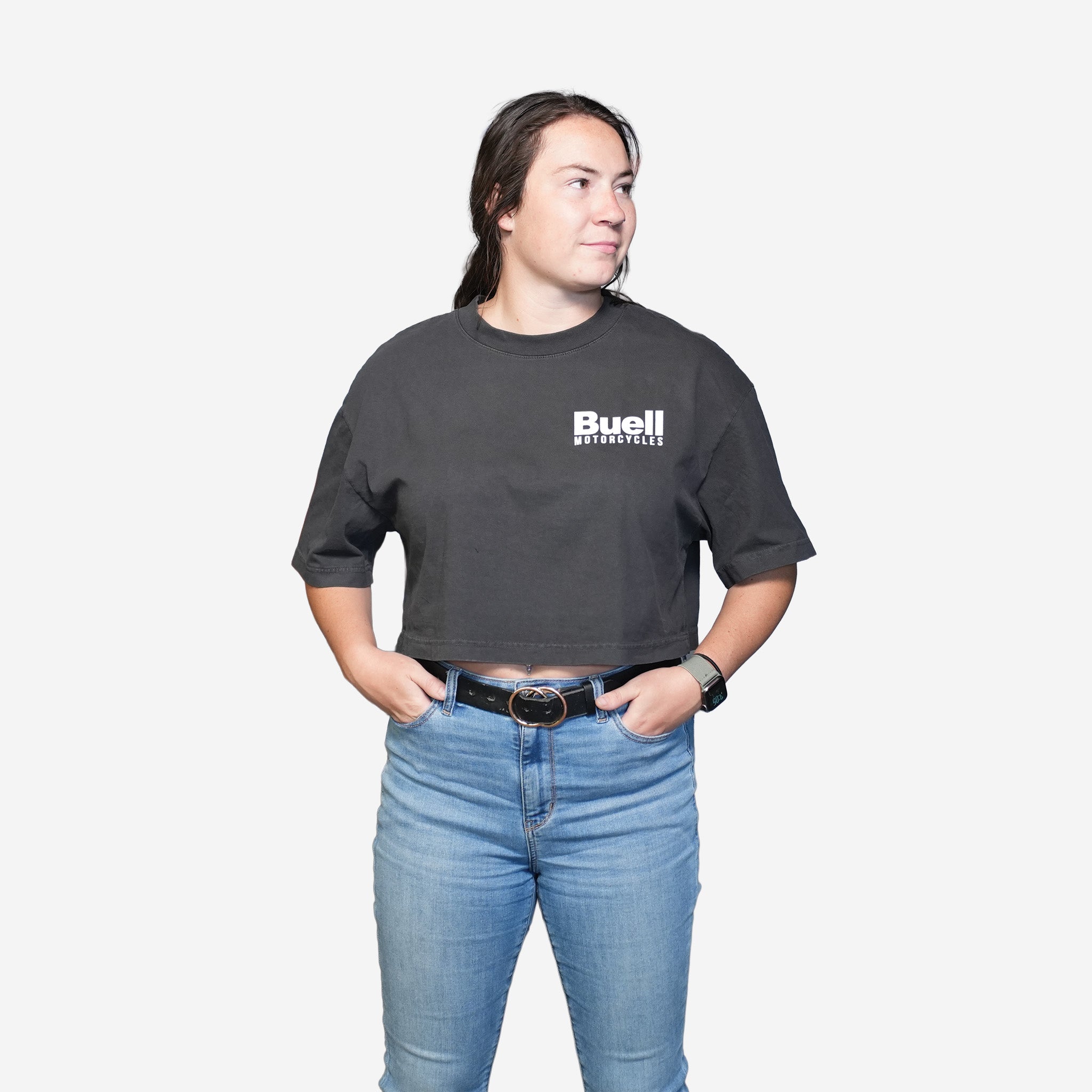 Women's Crop Super Cruiser Tee (Washed Black)
