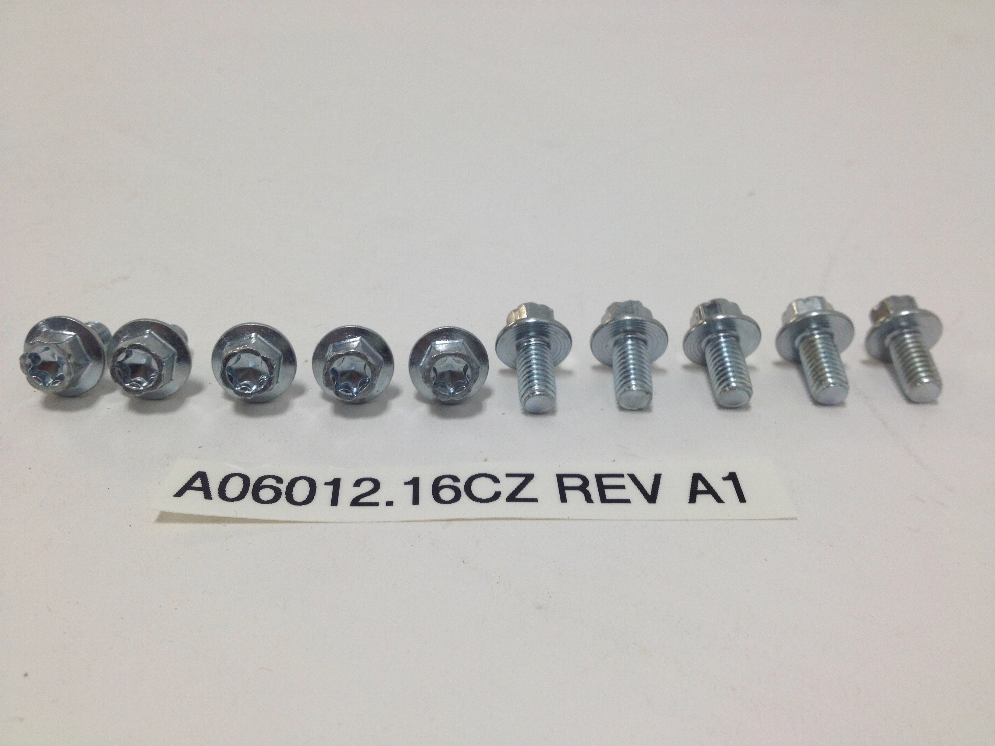 M6-1.0 X 12, HEX/TORX FLANGE HD Screw, CLASS 10.9, CLEAR ZINC (A06012.16CZ Rev A1)