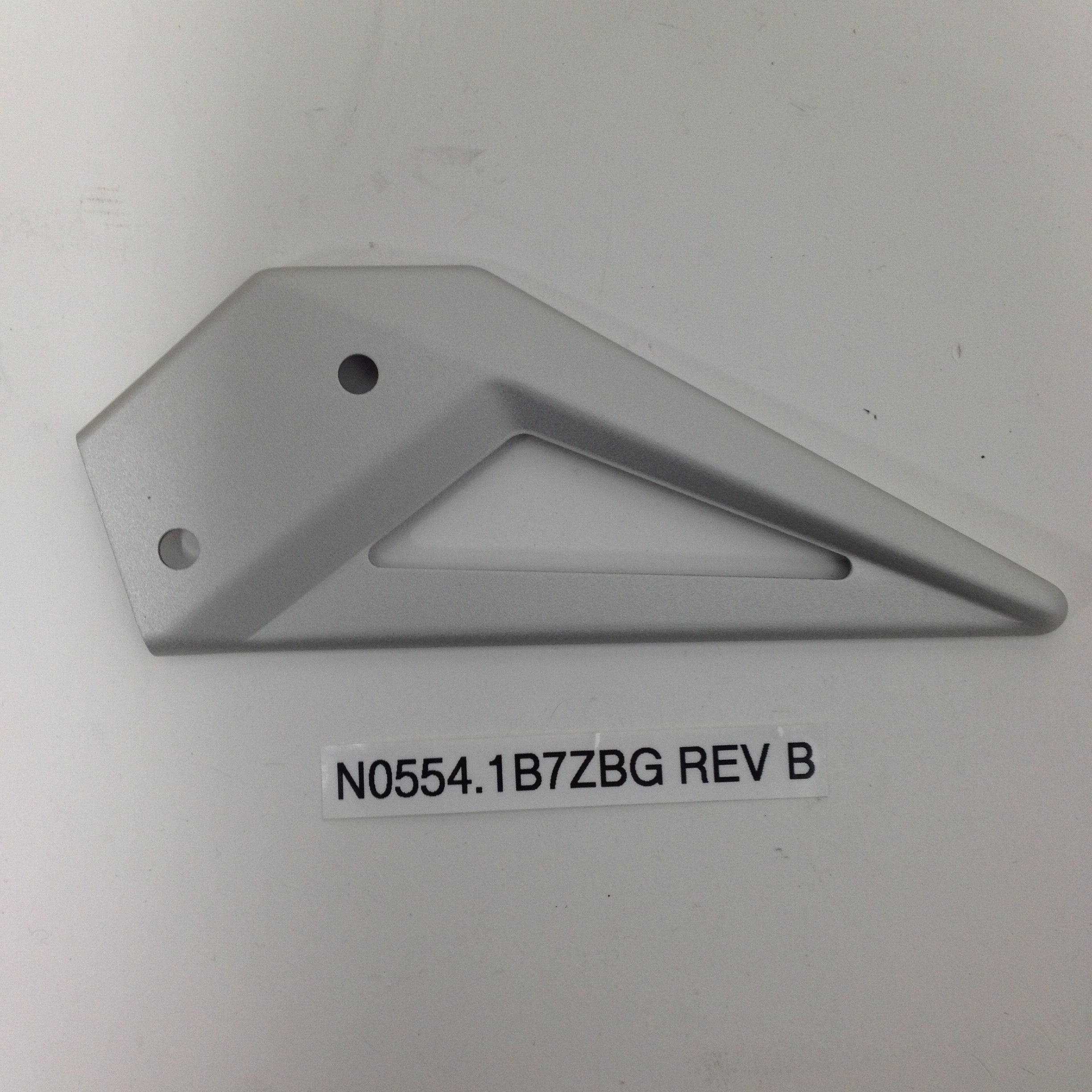 HEEL GUARD, RIDER LEFT, CLEAR ANODIZED N0554.1B7ZBG Rev B