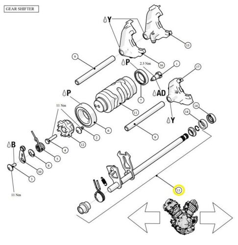 GEARSHIFT SHAFT W/PAWL ASSY X0068.1B6 Rev A