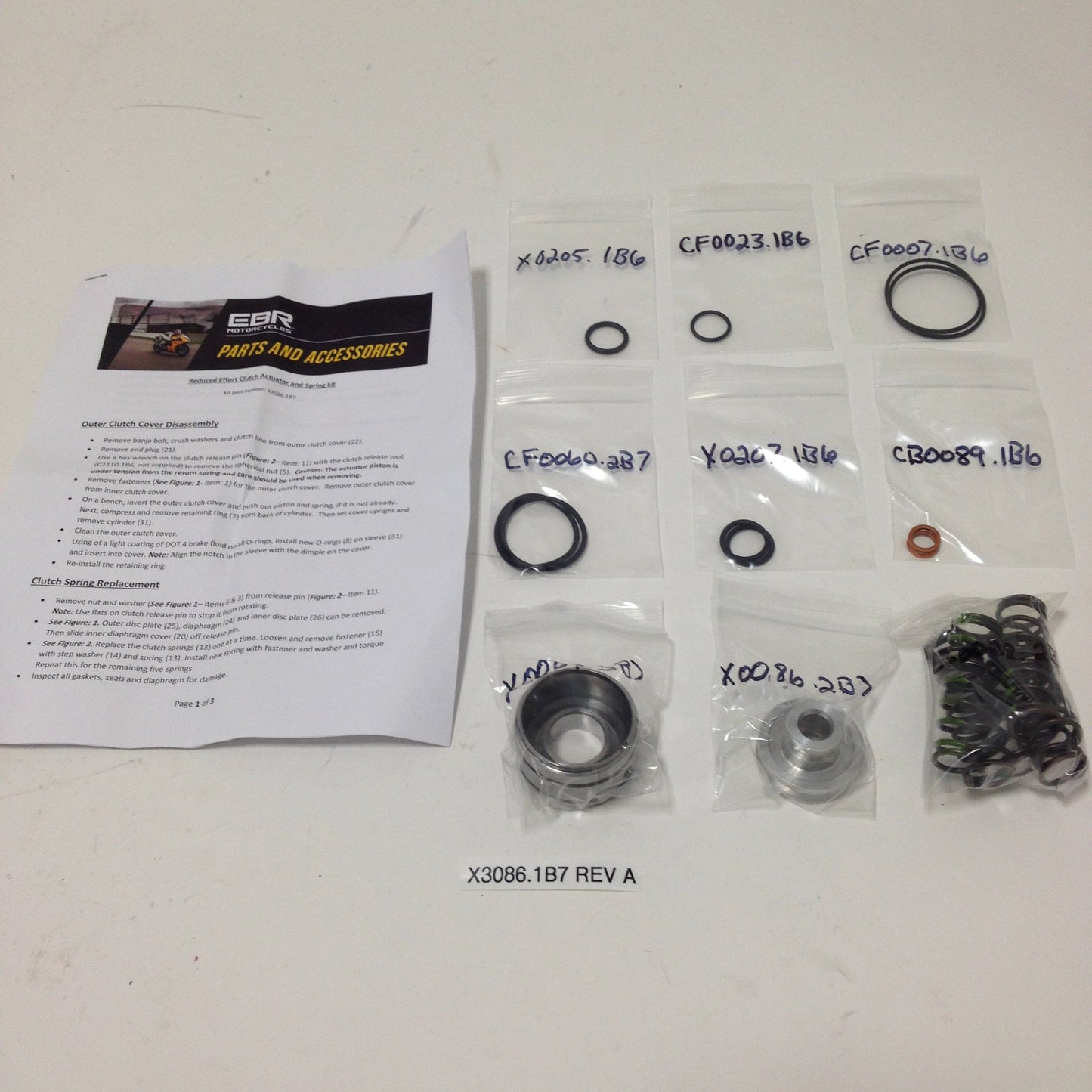 Buell Spring KIT, CLUTCH ACTUATOR HYDRAULIC PISTON, CYLINDER & O-RINGS W/ CLUTCH SP ...